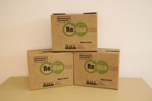 Drei ReUse-Boxen übereinander gestapelt